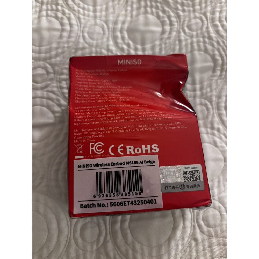 Miniso Wireless Earbud MS156 Bluetooth Headphones With Mic & Charging Case [A3]